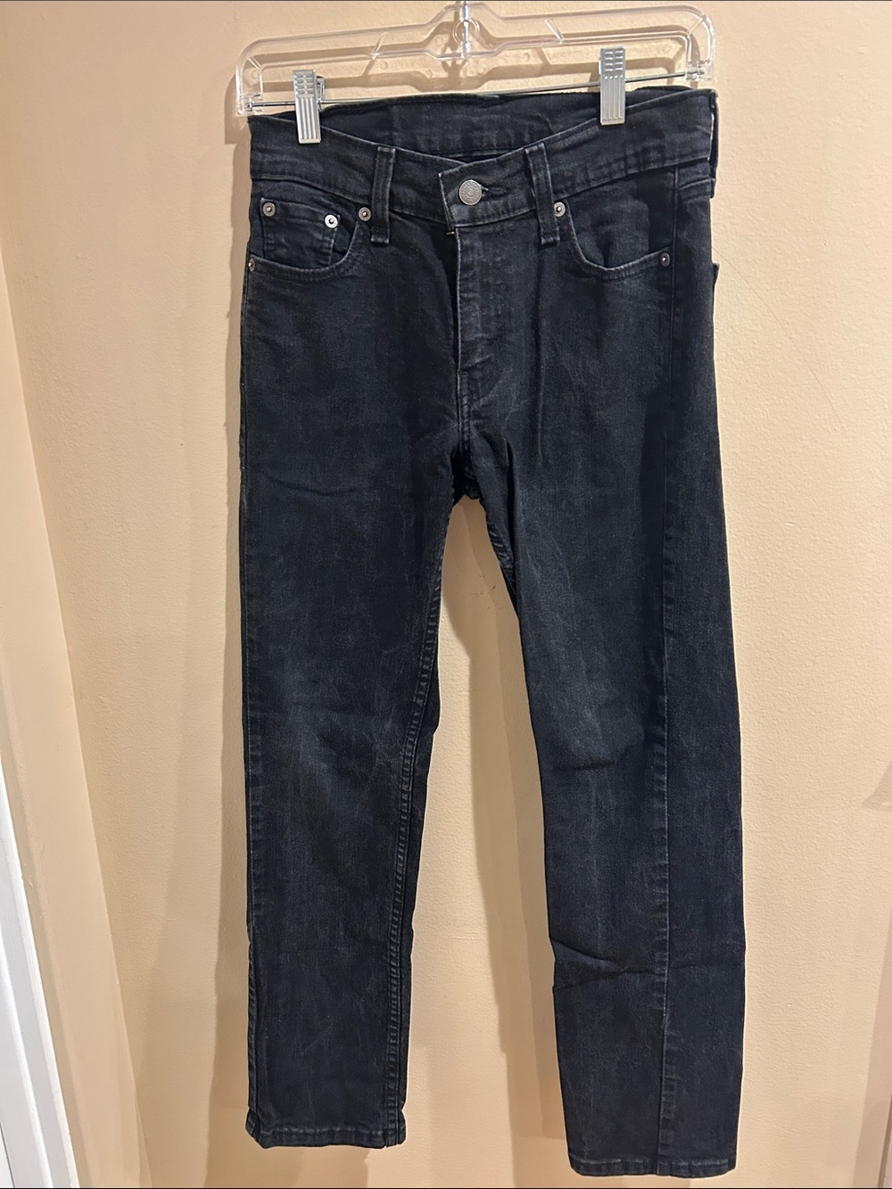 Men’s Levi’s  514 Slim Straight Black Faded Grunge Wash Denim Jeans 27x30